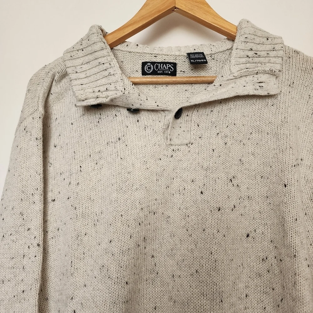 Chaps Beige Sweater with Elbow Patches